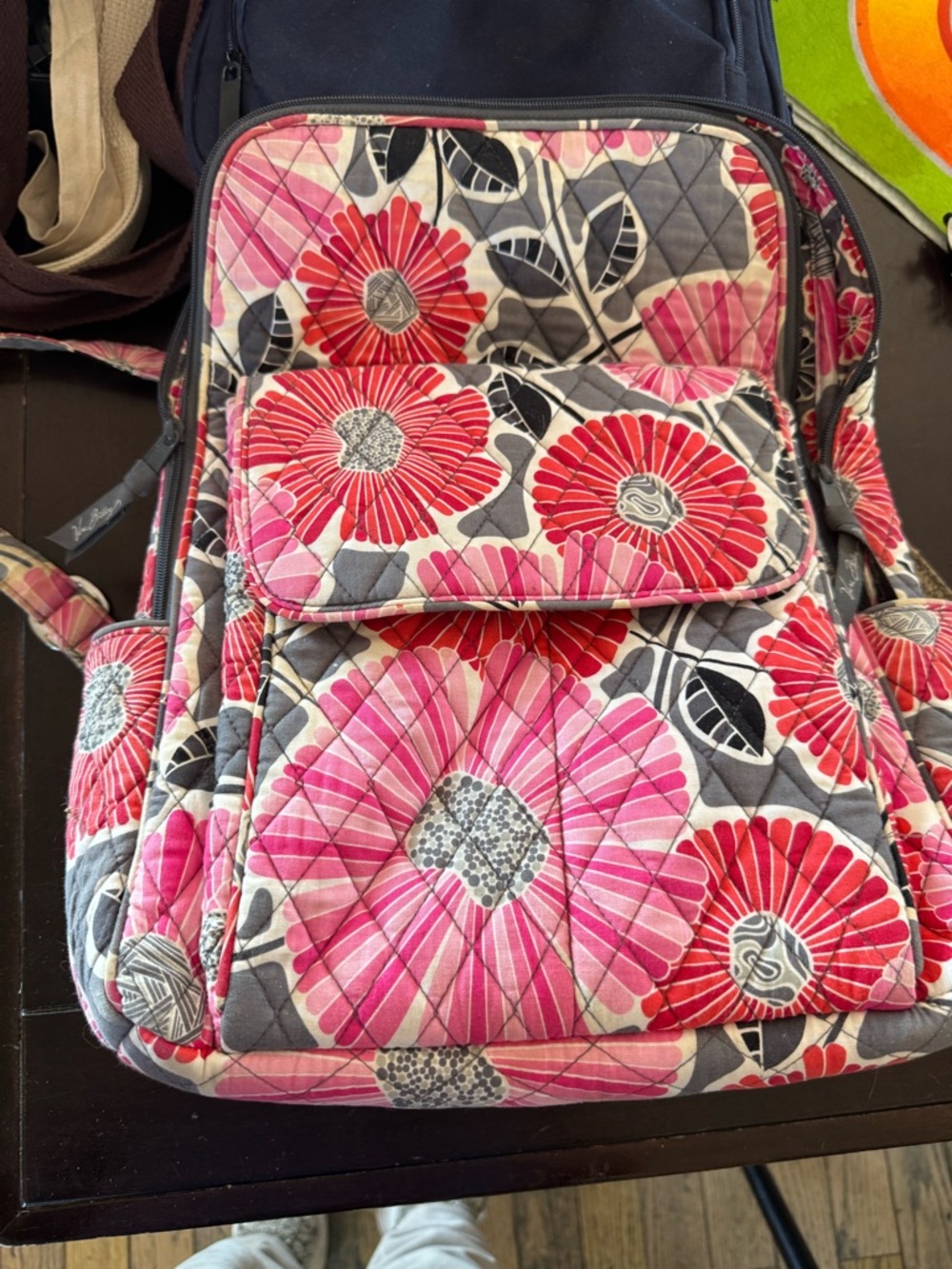 Vera Bradley Pink and Red Floral Quilted Backpack - Picture 1 of 7